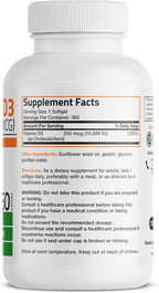 Bronson Vitamina D3 10.000 UI (250 mcg) Alta Potencia - 360 Cápsulas Blandas