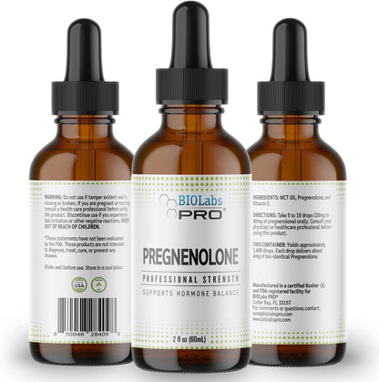 BIOLABS PRO Pregnenolona, Aceite Natural – Libre de alérgenos comunes: Sin gluten, lactosa, soja ni OGM. – Image 2
