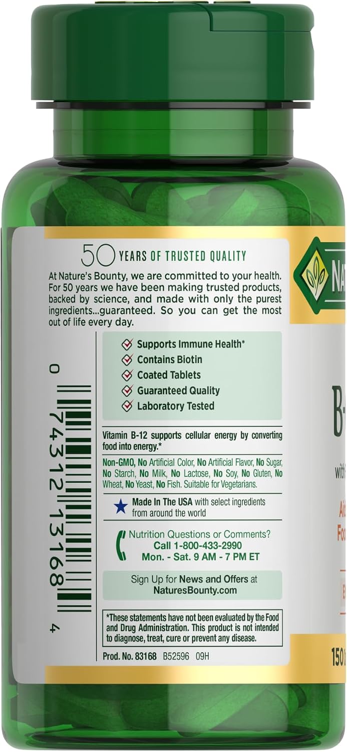 Nature's Bounty Super B Complex: B Complex with Vitamin C and Folic Acid, 150 Tablets