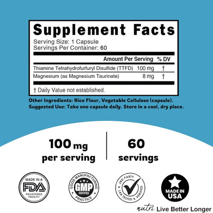 Nature's Fusions TTFD Tiamina B1 100mg con – Personas con dietas restrictivas: Las dietas bajas en carbohidratos o – Image 5