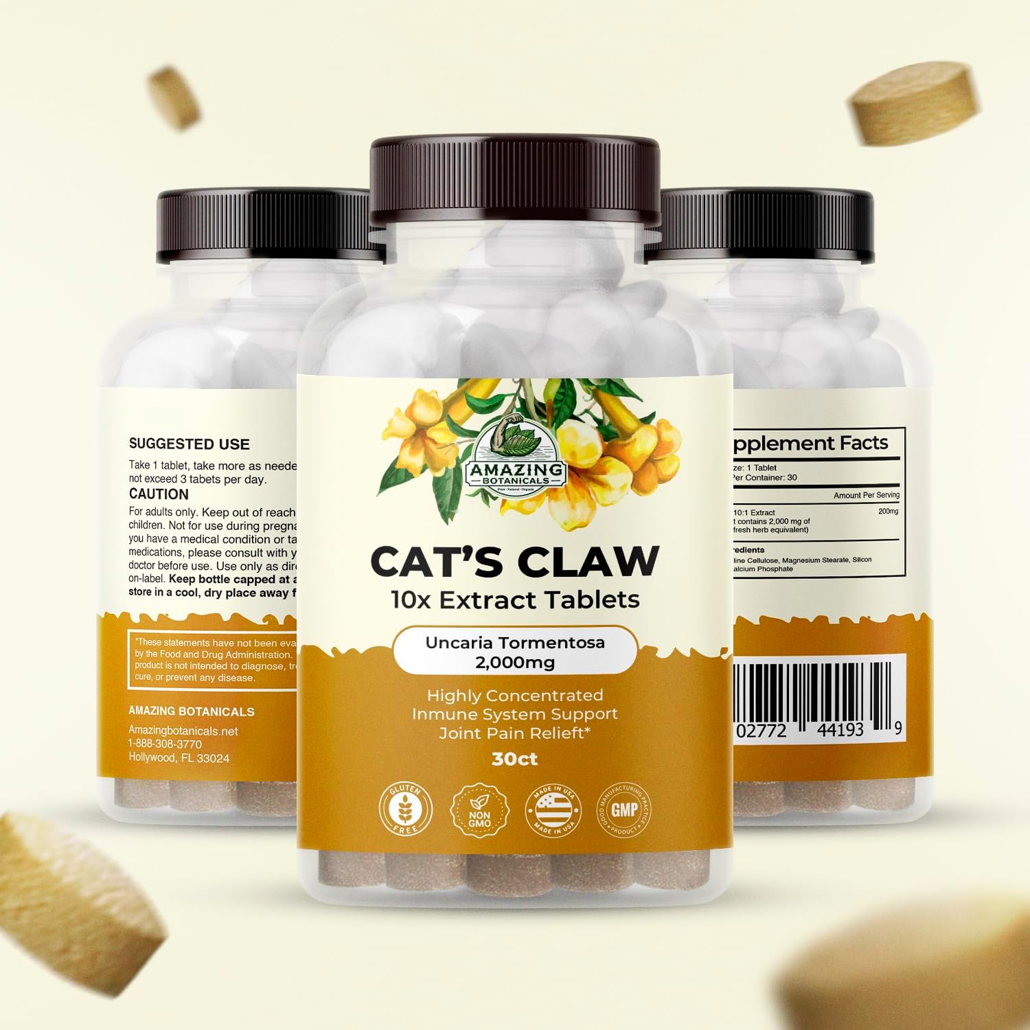 Amazing Botanicals Uña de Gato Orgánica - Extracto 10x 2000mg, 30 Comprimidos