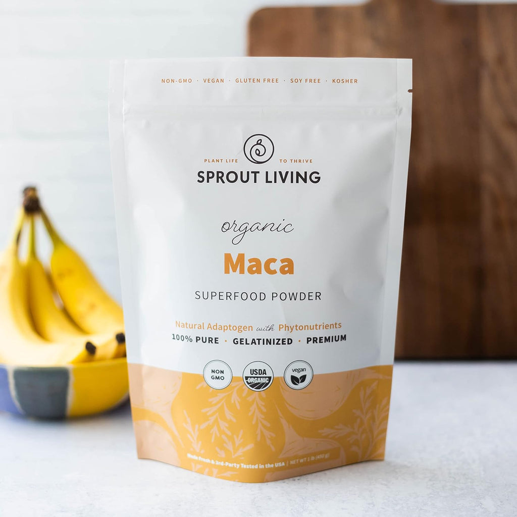 Sprout Living Maca Orgánica Gelatinizada en Polvo, Superalimento, Adaptógeno, 454 g