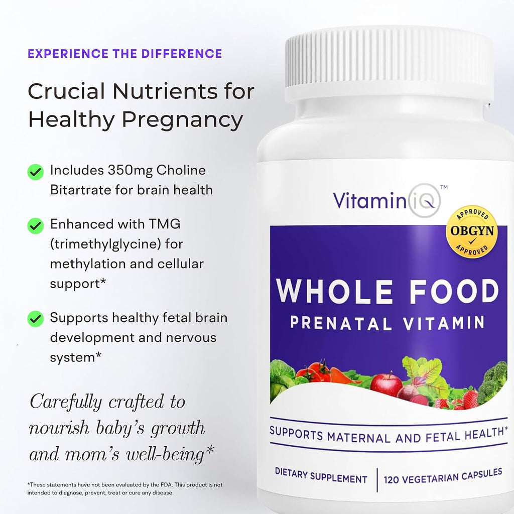 Vitaminas Prenatales Whole Food - 120 Cápsulas - Apoyo Natural para la Salud Materna y Fetal
