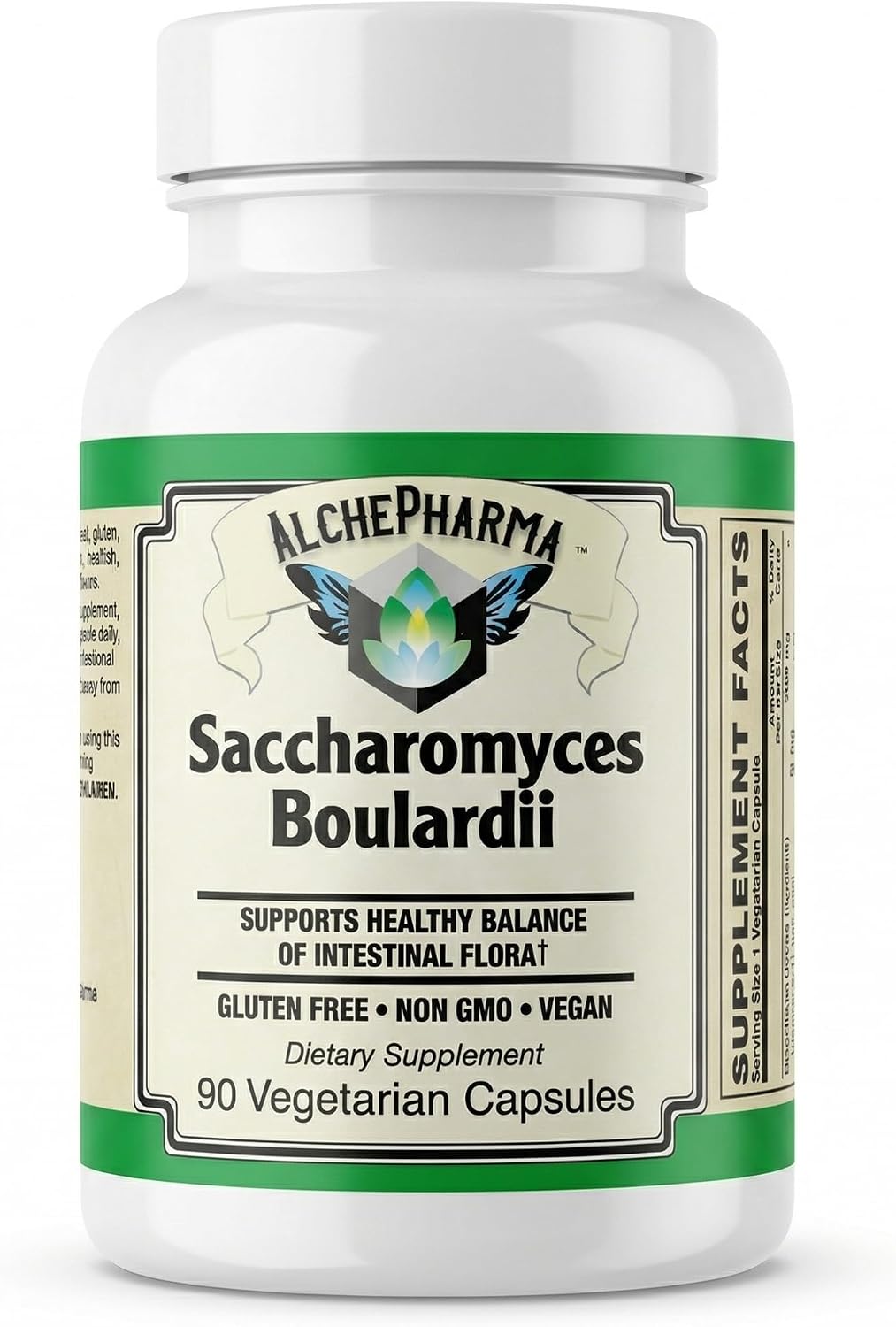 AlchePharma Saccharomyces Boulardii - Probiótico con 5B UFC y FOS Prebiótico