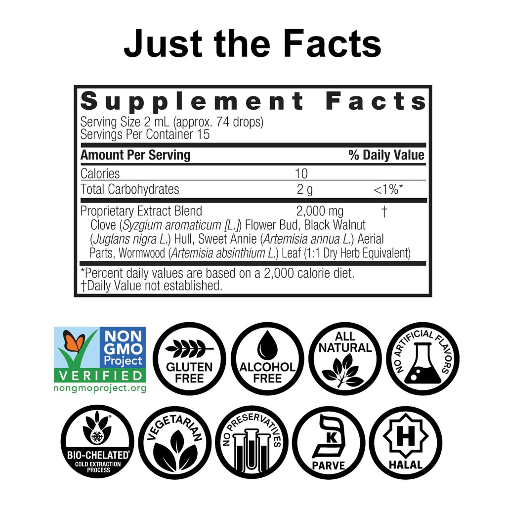 Nature's Answer Black Walnut and Wormwood Complex - Extracto Líquido Super Concentrado 2000 mg - Vegano, Sin Gluten, Sin Alcohol - 1 Fl Oz (Pack de 2)