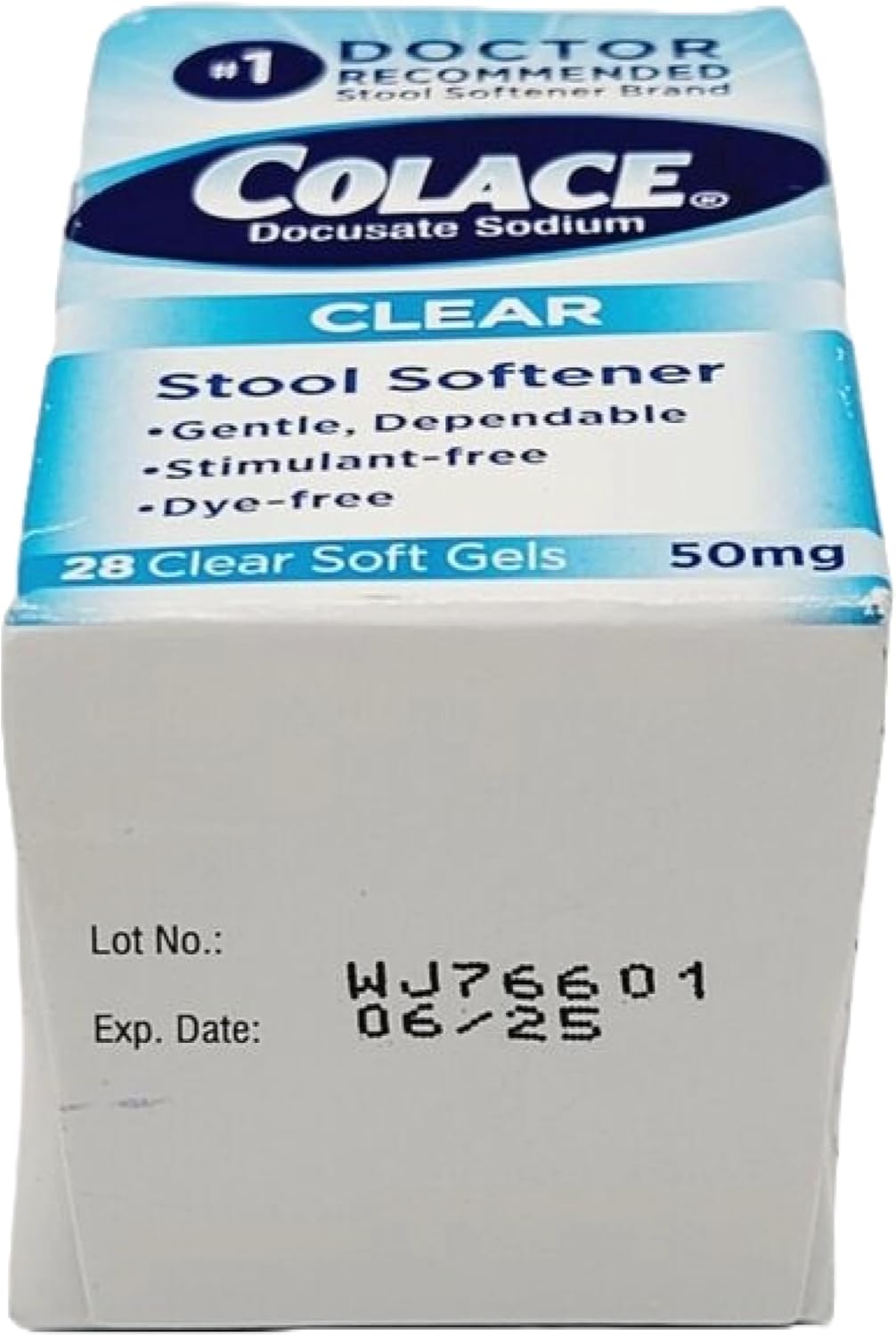 Colace Clear Docusate Sodium Stool Softener 50mg, 28 Capsules Per Box (Pack of 3)