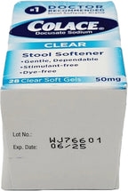 Colace Clear Docusate Sodium Stool Softener 50mg, 28 Capsules Per Box (Pack of 3)
