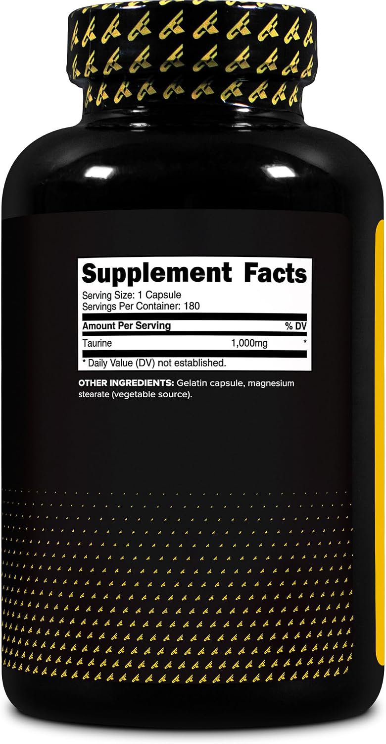 Primaforce Taurina 1000mg Cápsulas, 180 Cápsulas, Suplemento No OGM y Sin Gluten