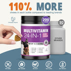 24 en 1 Vitaminas y Suplementos para Perros 200 Comprimidos Masticables con Condroitina, Probióticos, Omega-3, Glucosamina – Sabor Pollo