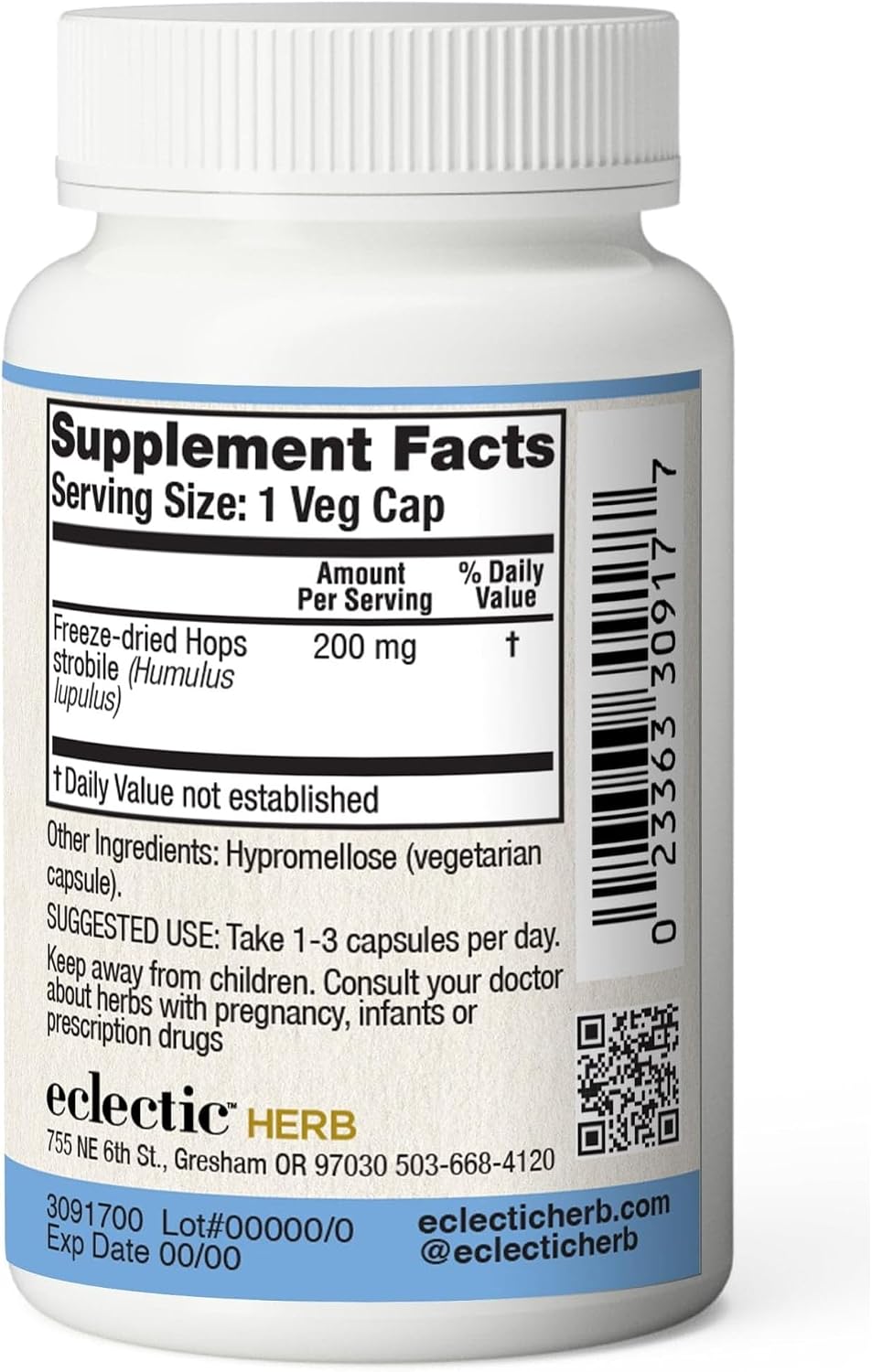 Eclectic Institute Lúpulo Fresco Liofilizado Ecológico 90 Cápsulas (200 mg)