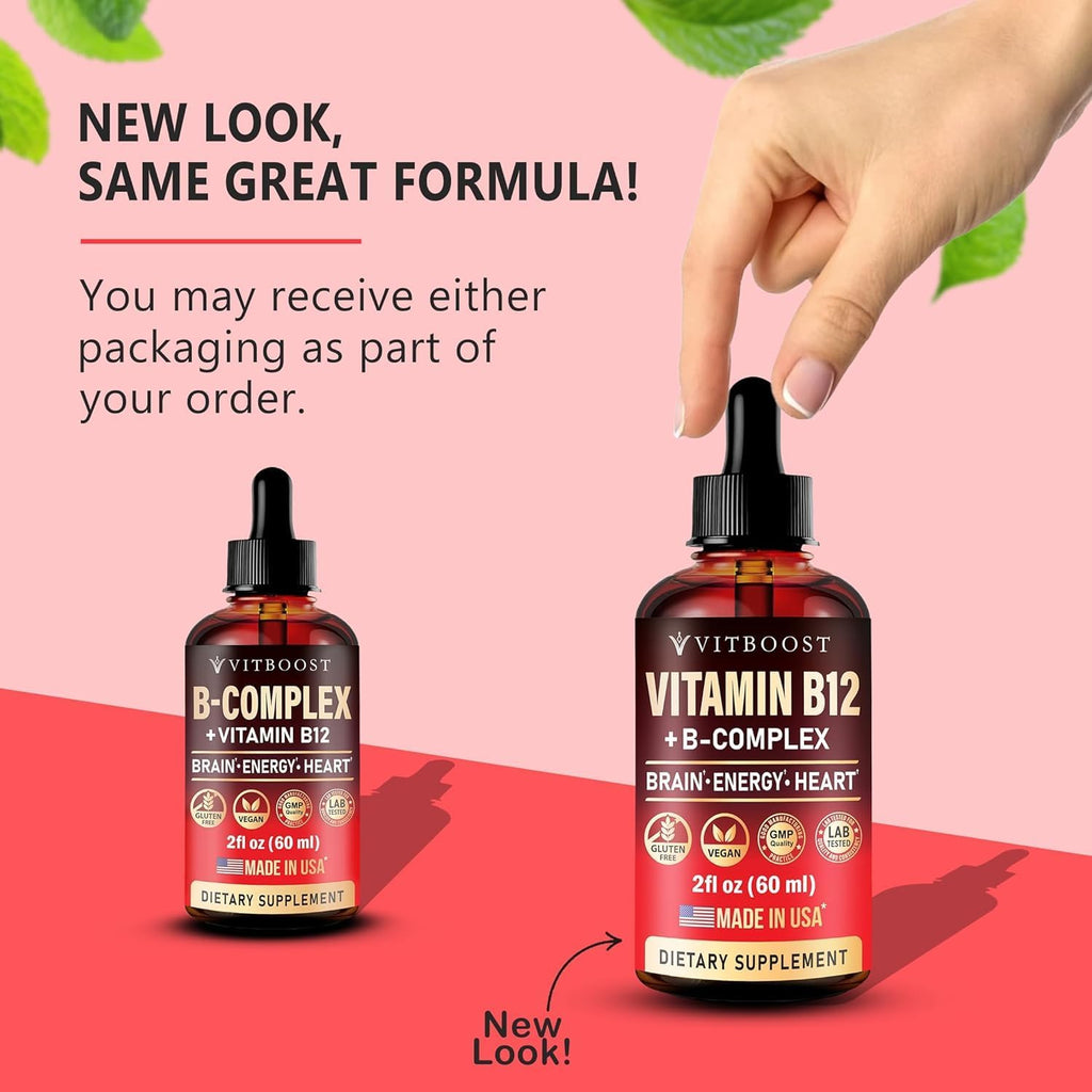 Vitamina B12 con Complejo B 20 mg - Gotas Líquidas Sabor Frambuesa - Vegano, Sublingual - Metilcobalamina - 4 Meses de Suministro