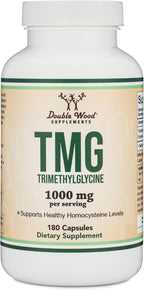 Double Wood Supplements TMG Trimethylglycina - 99%+ Pureza - 1000mg, 180 Cápsulas
