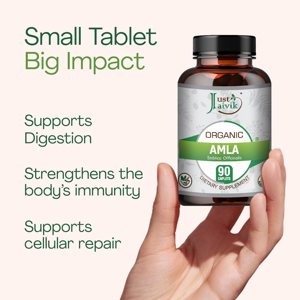 Just Jaivik Organic Amla Tablets - 750 mg (90 Comprimidos)