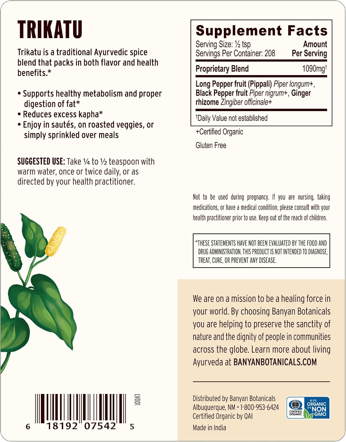 Banyan Botanicals Trikatu Powder - USDA Organic, 8 oz - Warming and Stimulating - Supports Digestion of Heavy Foods