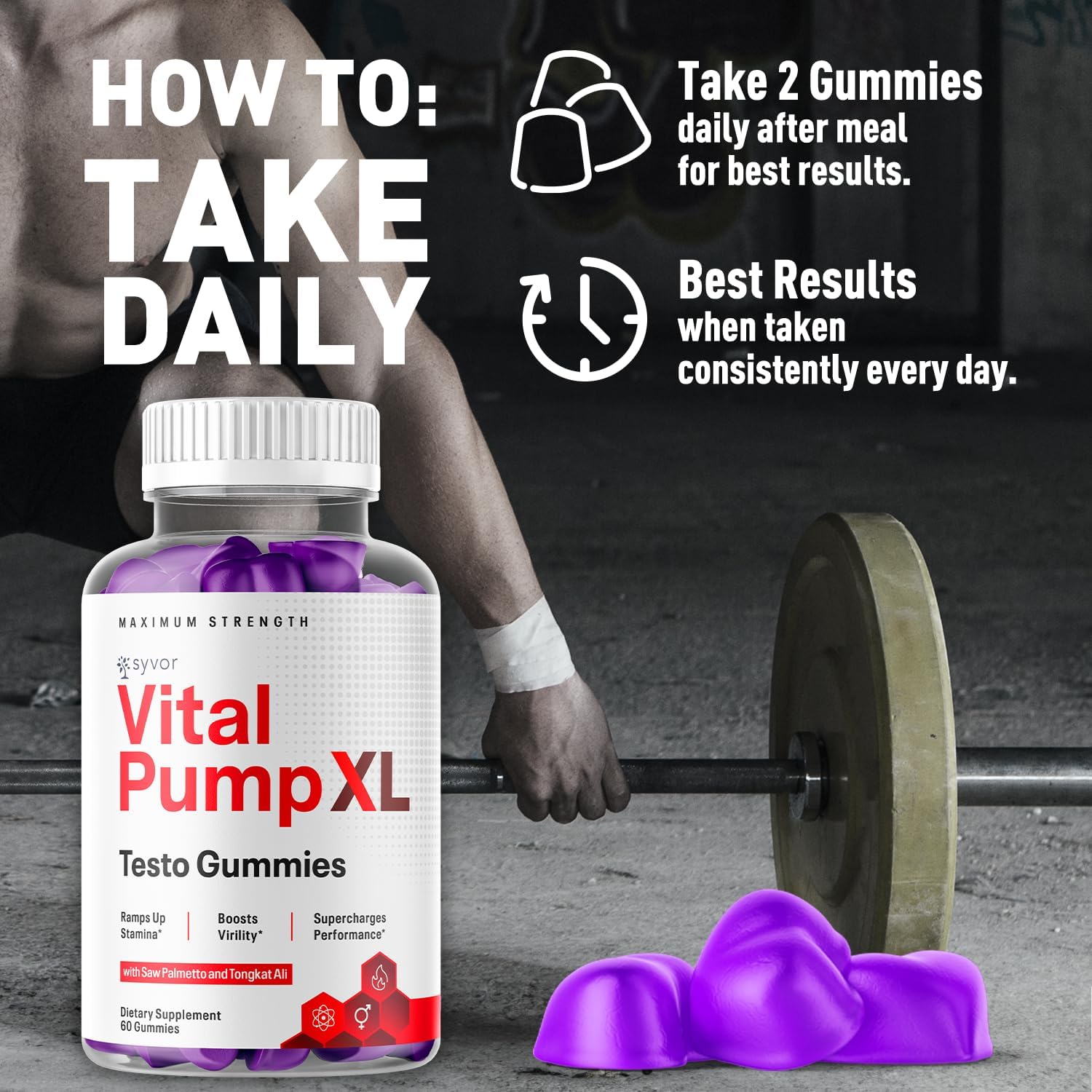 Vital Pump XL Gummies (Pack de 3) - 180 Gominolas Multivitamínicas Naturales
