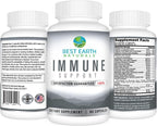 Best Earth Naturals Complemento Inmunitario Multivitamínico para Adultos con Vitamina C 30 mg, Vitamina E 30 UI, Cúrcuma, Hongos, Ajo y Más - 60 Cápsulas
