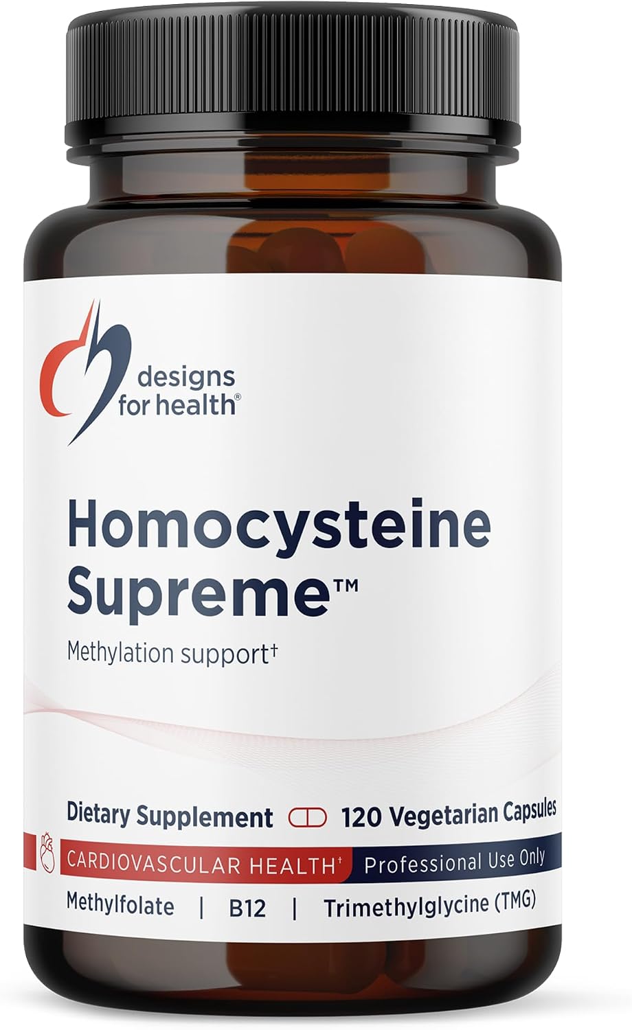 Designs for Health Homocysteine Supreme - Complejo de Vitaminas B Metilado con Riboflavina, B6, B12, Folato, L-Serina y TMG (120 Cápsulas)
