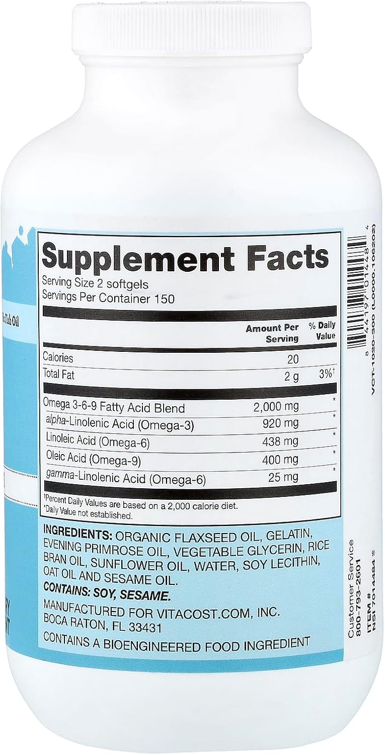 Vitacost Omega 3-6-9 Oil Blend, 300 Cápsulas Blandas (1000 mg)