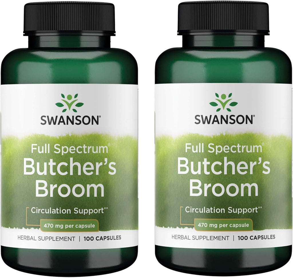 Swanson Escoba de Carnicero 470 mg - 100 Cápsulas (Pack de 2)