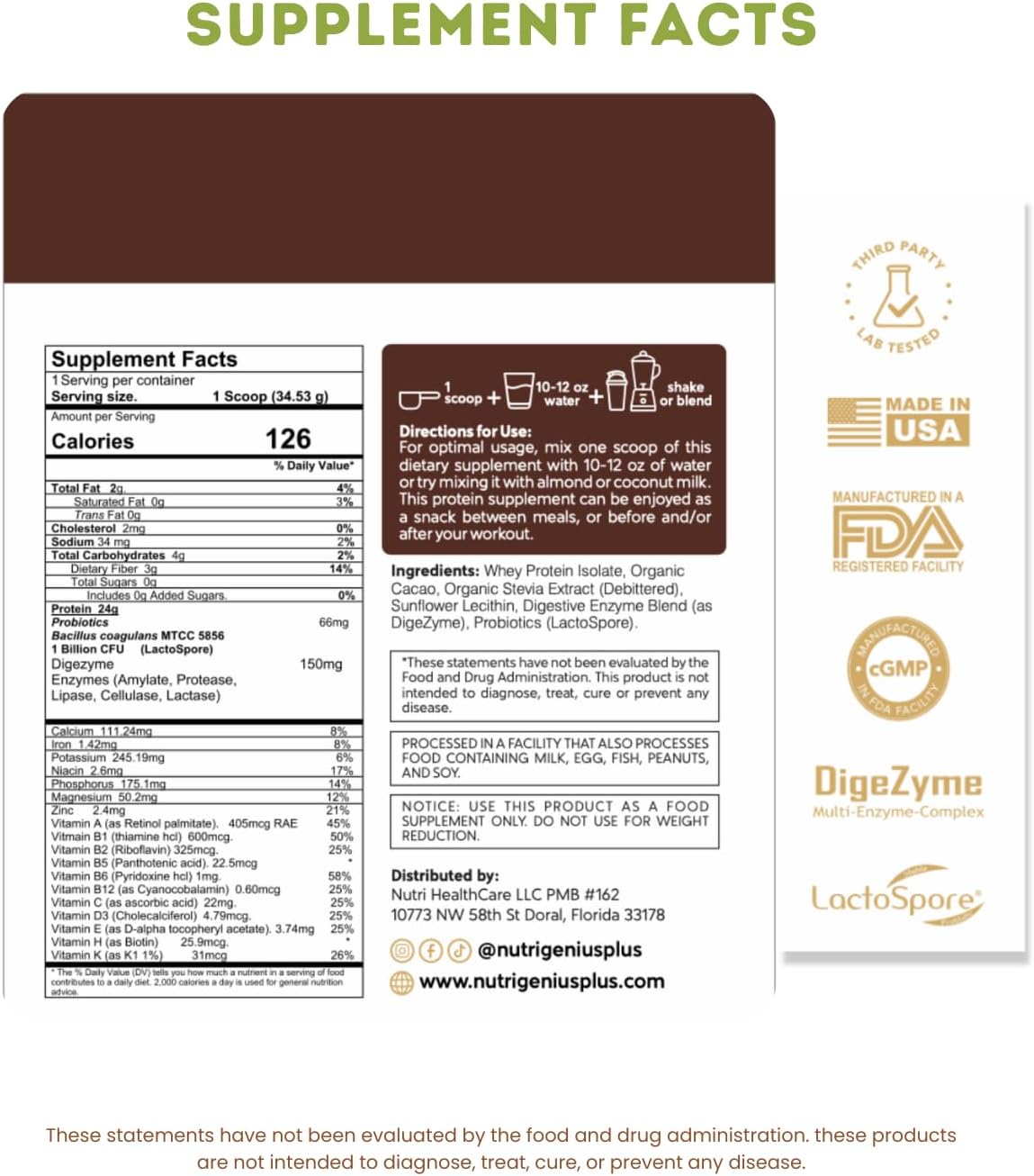 All-in-One Nutrition Whey Protein Isolate with Probiotics, Digestive Enzymes, Vitamins and Minerals, Chocolate, 30 Servings