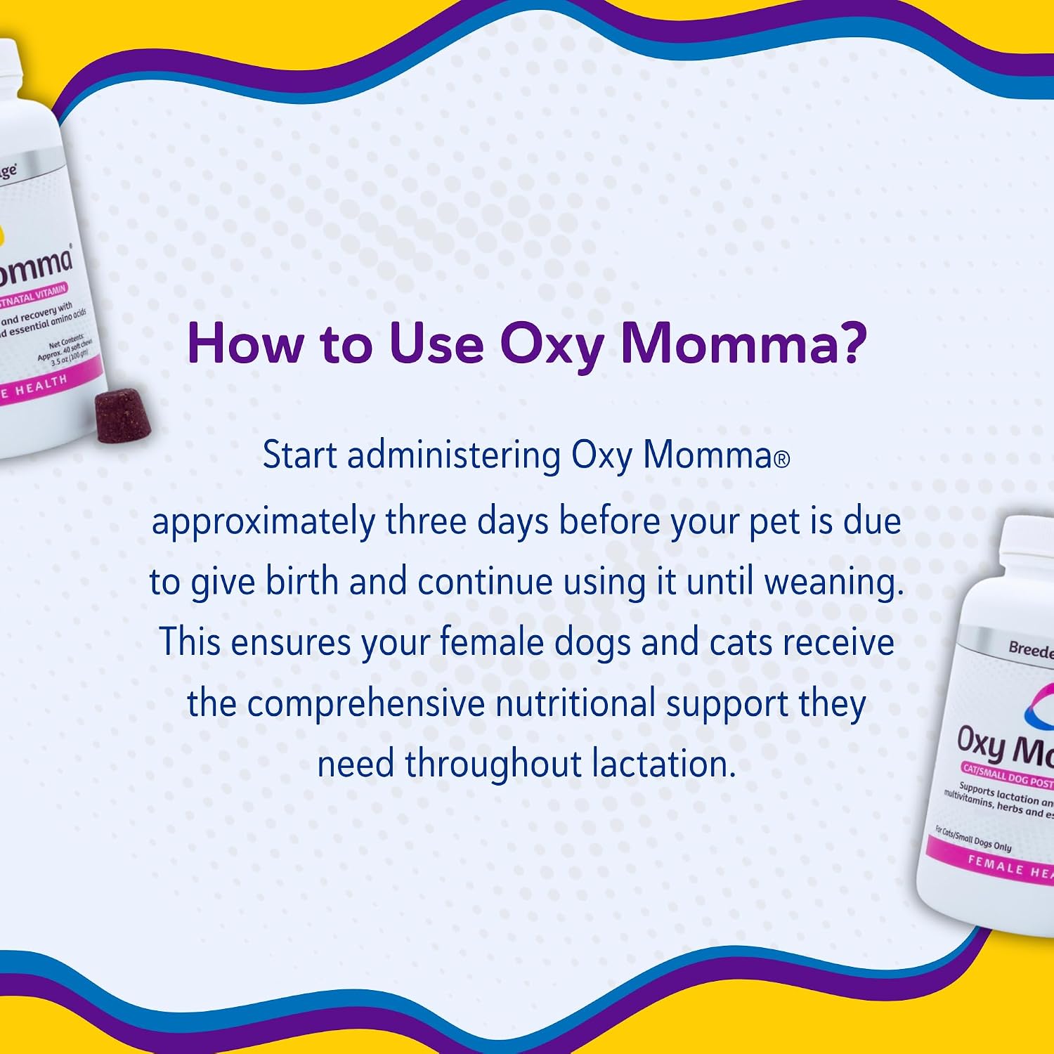 Breeder's Edge Oxy Momma Soft Chews - Suplemento Posnatal para Perras y Gatas Lactantes - 40 unidades