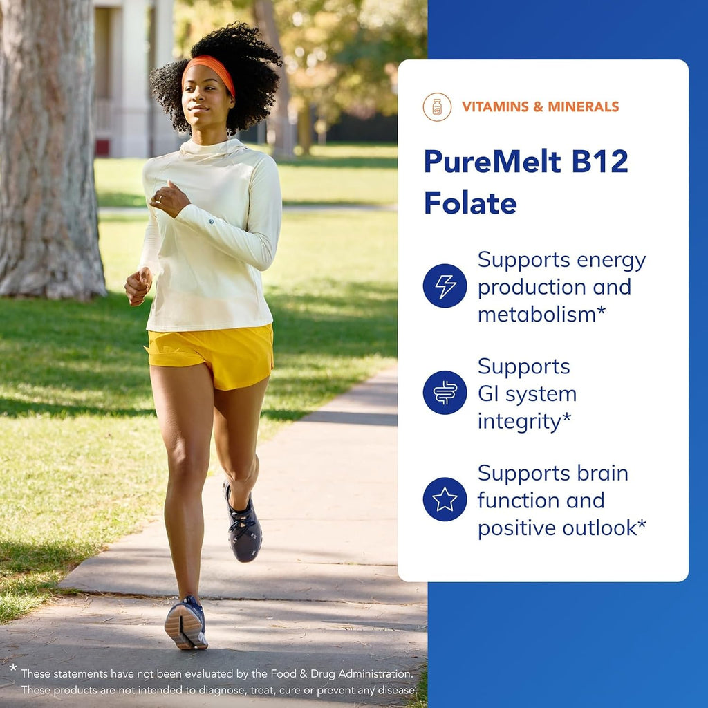 Pure Encapsulations PureMelt B12 Folate - 90 Tablets - Active Vitamin B12 and L-5-MTHF Folate
