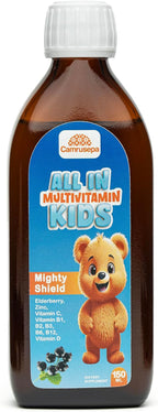 All in Multivitamin Kids Syrup – Black Elderberry Flavored, Inositol, Zinc, Vitamin C, Daily Liquid Multivitamin for Kids Immune, Growth, Appetite, Energy – 150 ml / 5 fl oz