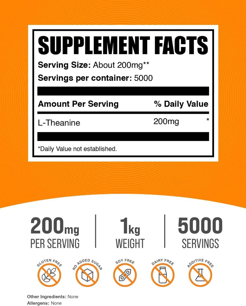 L-Theanine Powder - 1 kg (2.2 lbs) - 200 mg per Serving