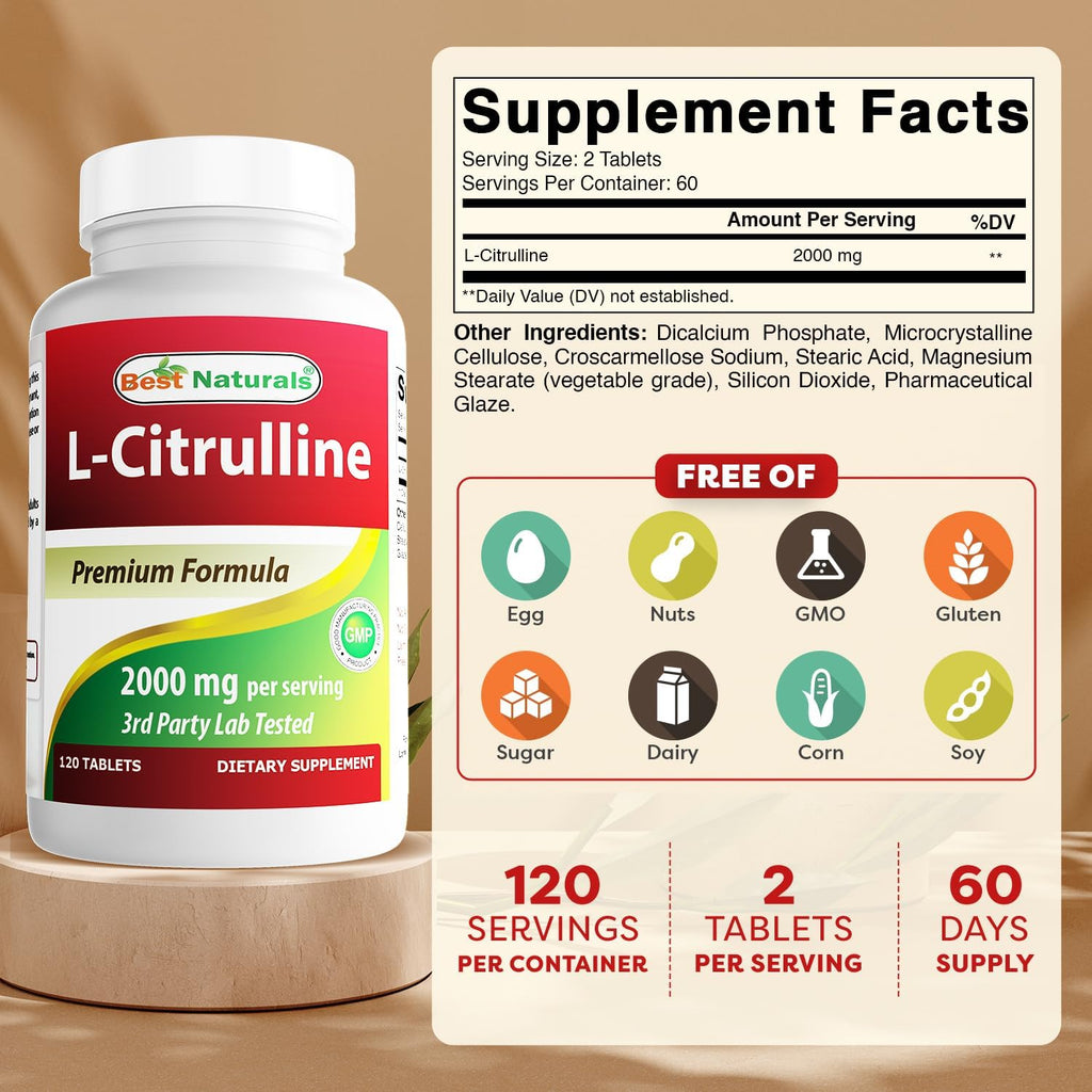 Best Naturals L-Citrulline 2000mg - 120 Comprimidos