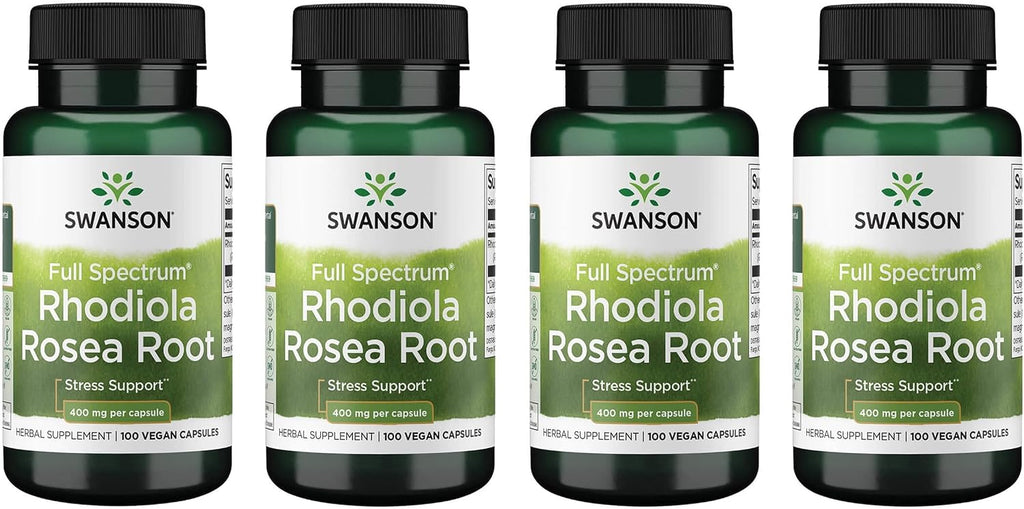 Swanson Rhodiola Rosea Raíz - 400 mg - 100 Cápsulas (4 Envases)