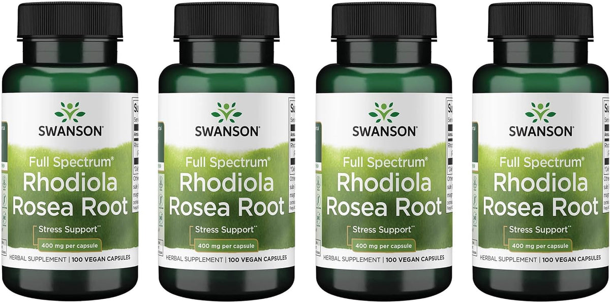 Swanson Rhodiola Rosea Raíz - 400 mg - 100 Cápsulas (4 Envases) – Image 1