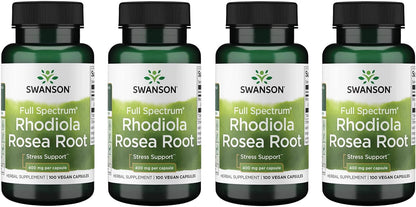 Swanson Rhodiola Rosea Raíz - 400 mg - 100 Cápsulas (4 Envases) – Image 1