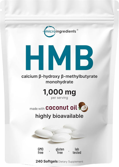 HMB 1.000 mg | 240 Cápsulas Blandas con – Aumento de la masa muscular magra: El HMB contribuye al incremento de la – Image 1
