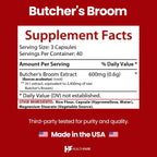 Healthfare Suplemento de Rusco (Butcher's Broom) | 120 Cápsulas Vegetales | Extracto 2400mg
