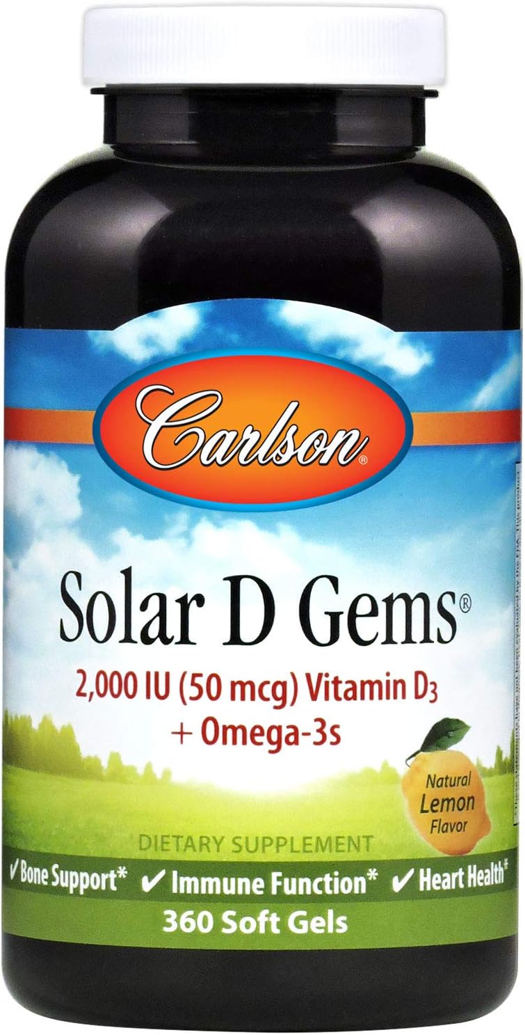Carlson Labs Solar D Gems Vitamina D3 Natural 2000 UI – 120 Cápsulas Blandas