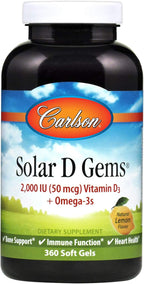 Carlson Labs Solar D Gems Vitamina D3 Natural 2000 UI – 120 Cápsulas Blandas