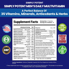 Simply Potent Multivitamínico Diario para Hombres | 35 Vitaminas, Minerales y Antioxidantes | 60 Comprimidos