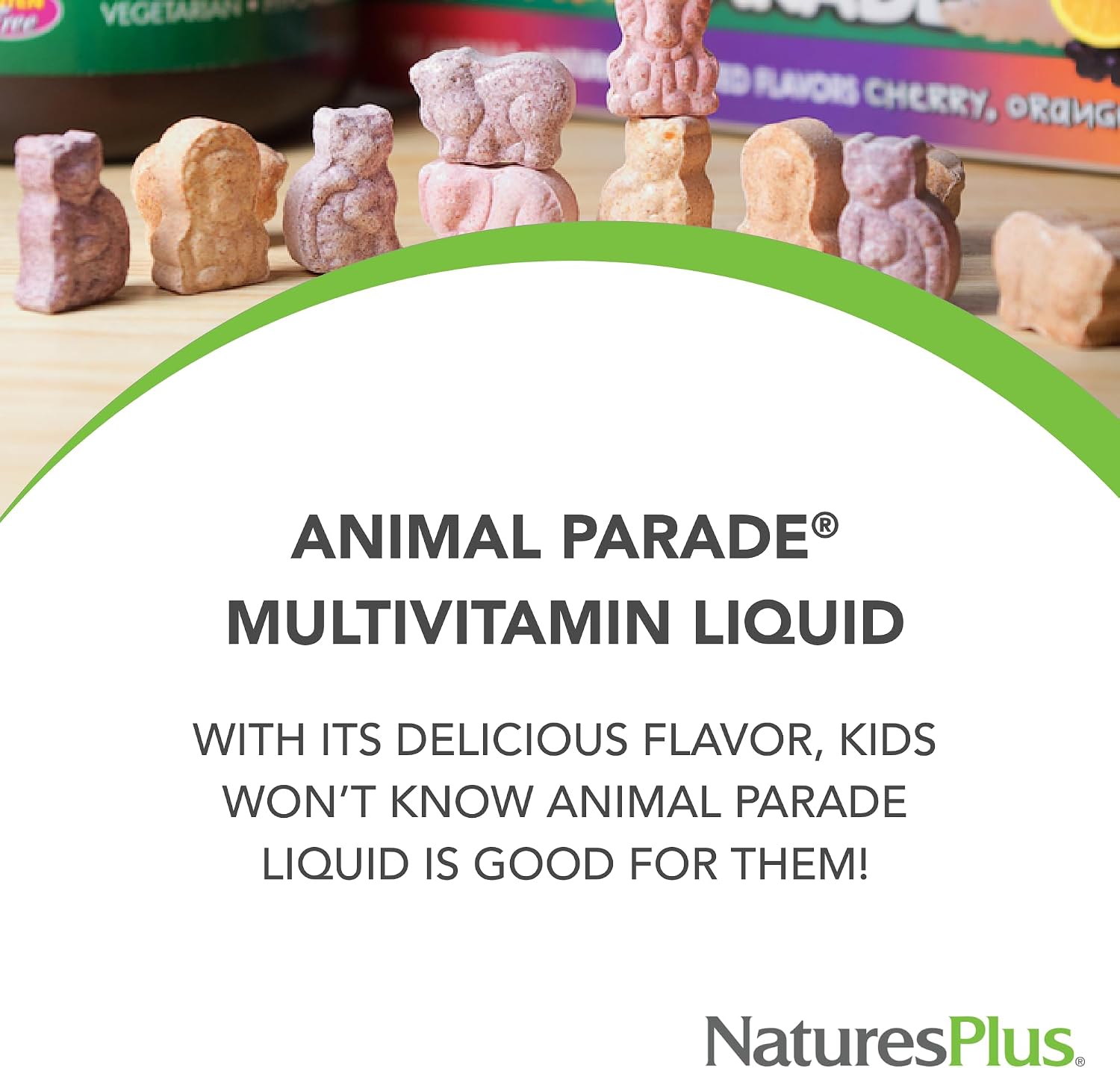 NaturesPlus Animal Parade Multivitamínico Líquido Infantil - Sabor Tropical Berry - 240 ml