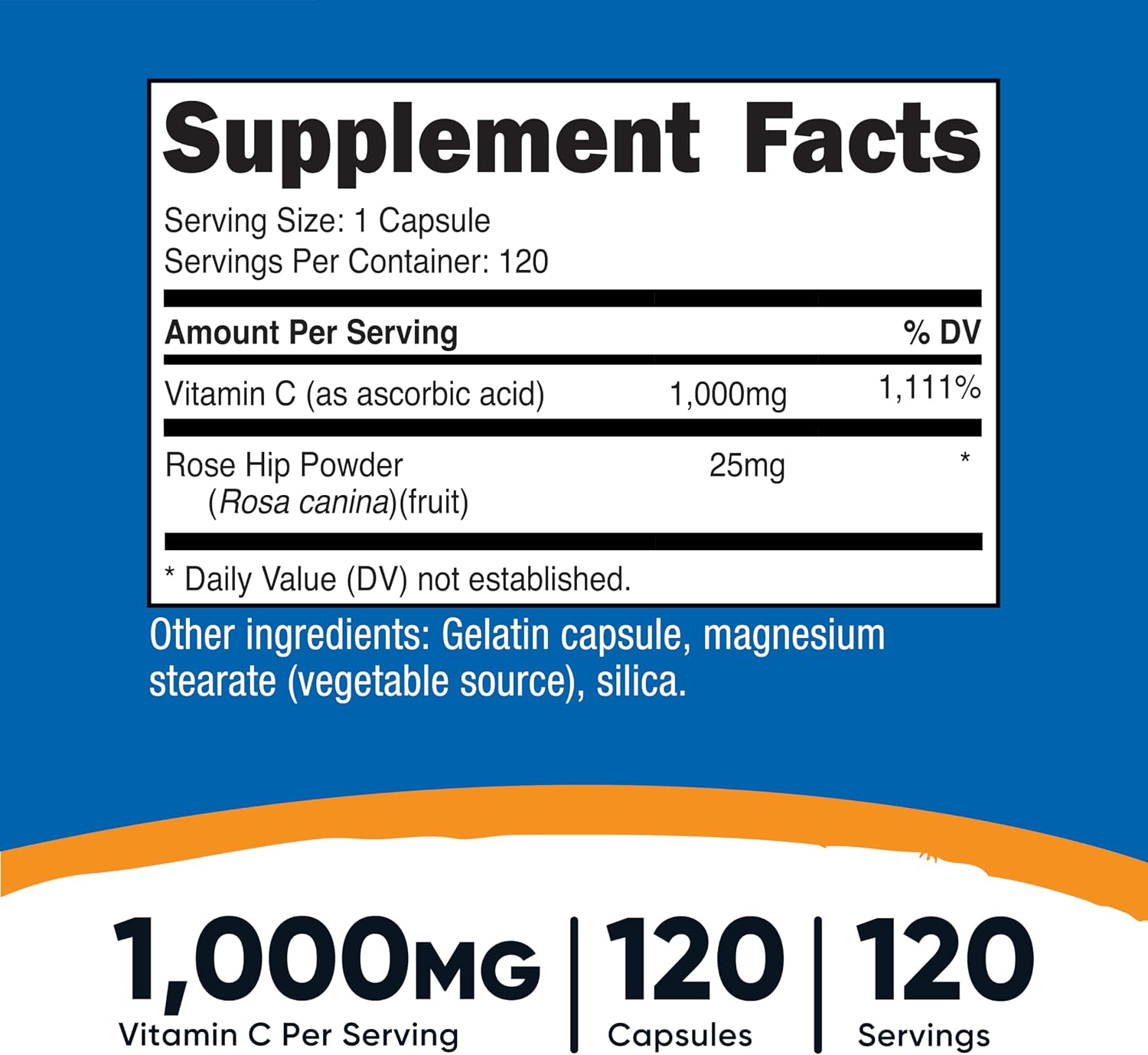 Nutricost Vitamina C con Escaramujo 1025mg, 120 Cápsulas