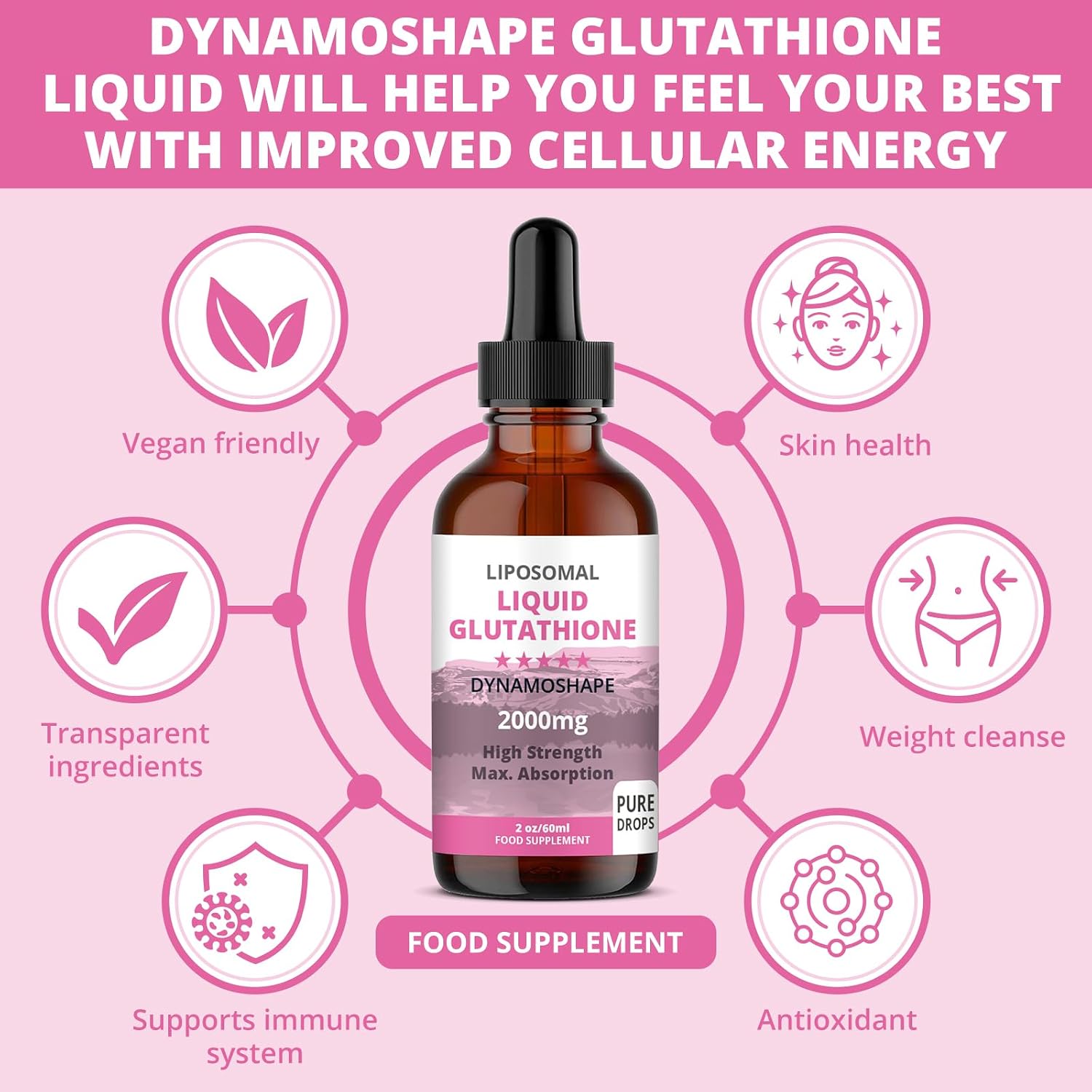 Glutatión Liposomal 2000 mg con Vitamina C - Suplemento Líquido Antioxidante