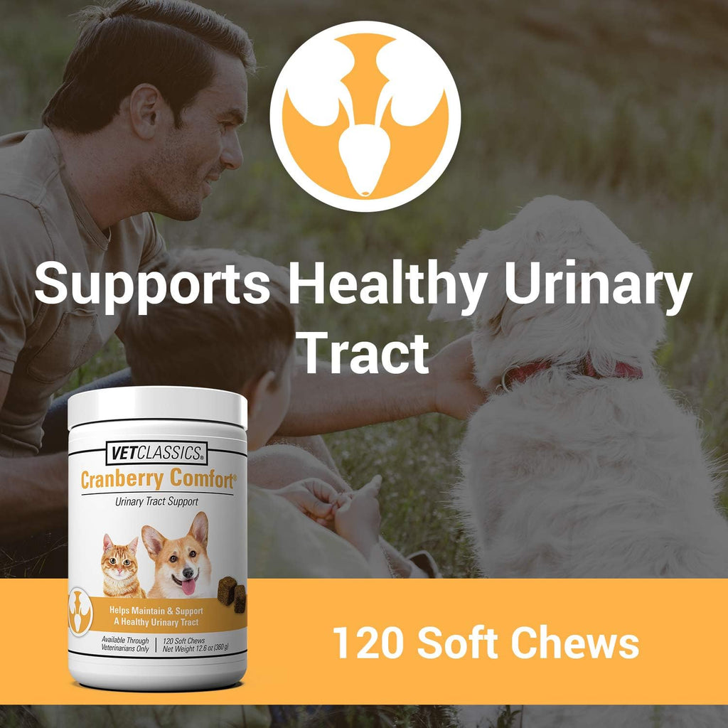 Vet Classics Cranberry Comfort – Suplemento urinario para perros y gatos, 120 comprimidos masticables