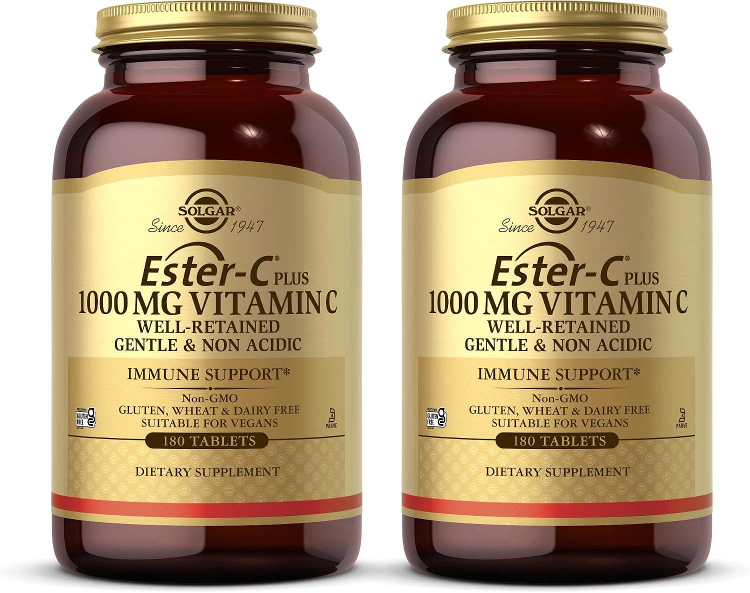 Solgar Ester-C Plus 1000 mg Vitamina C (Complejo de Ascorbato) - 180 Comprimidos (Pack de 2)
