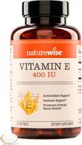 NatureWise Vitamina E 400 IU (180 mg DL-Alfa) – 120 Cápsulas Blandas – Sin Gluten, Lácteos ni Soja – Antioxidante No-GMO