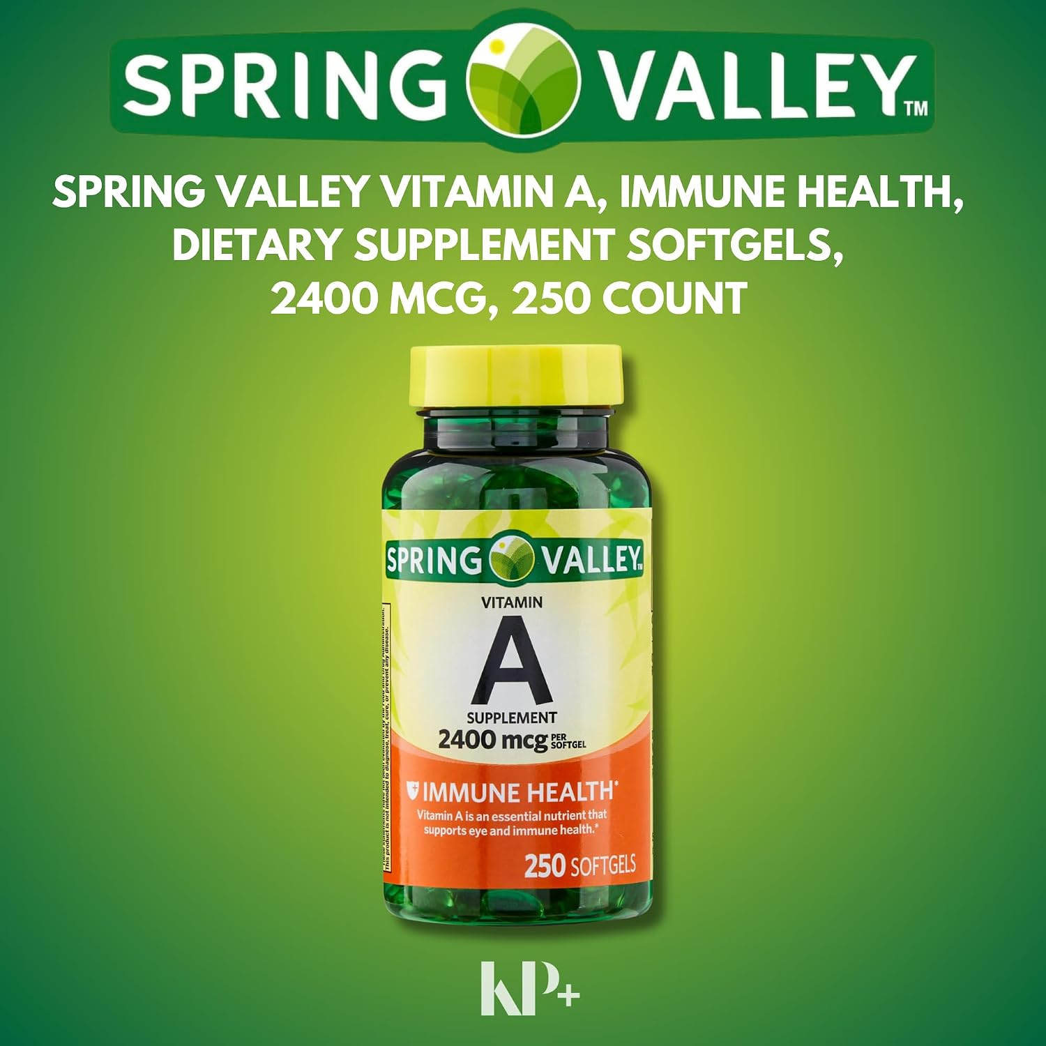 Spring Valley Vitamina A, 2400 mcg, 250 Cápsulas Blandas
