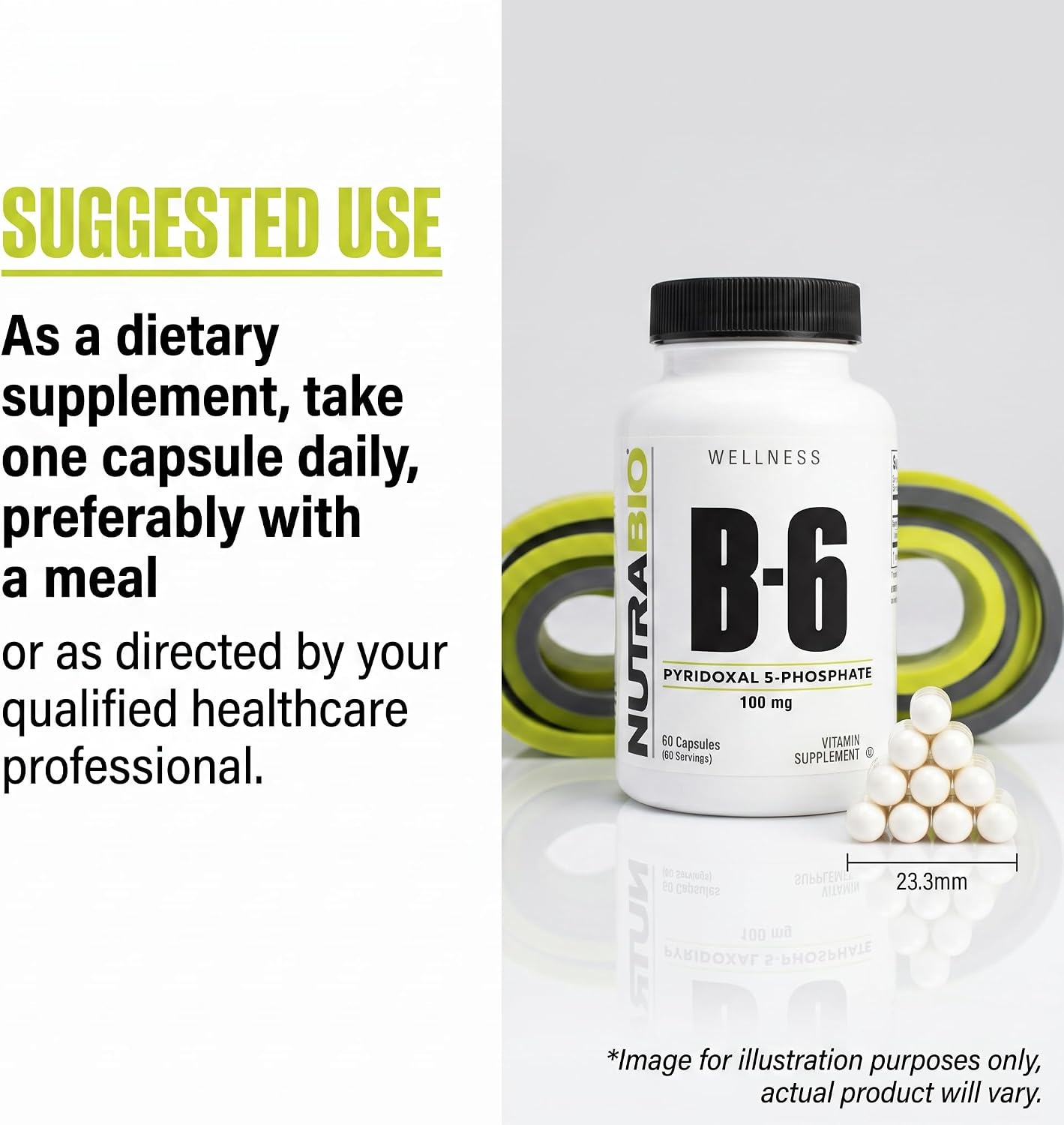 NutraBio Vitamina B6 P5P (Piridoxal 5-Fosfato) 100 mg por dosis - 60 cápsulas vegetales