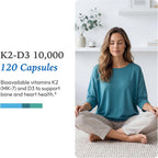 XYMOGEN K2-D3 10000 - Vitamina D3 y K2, 120 Cápsulas