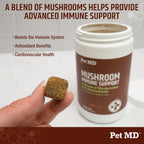 Pet MD Mushroom Immune Support para Perros y Gatos - 120 Comprimidos Masticables