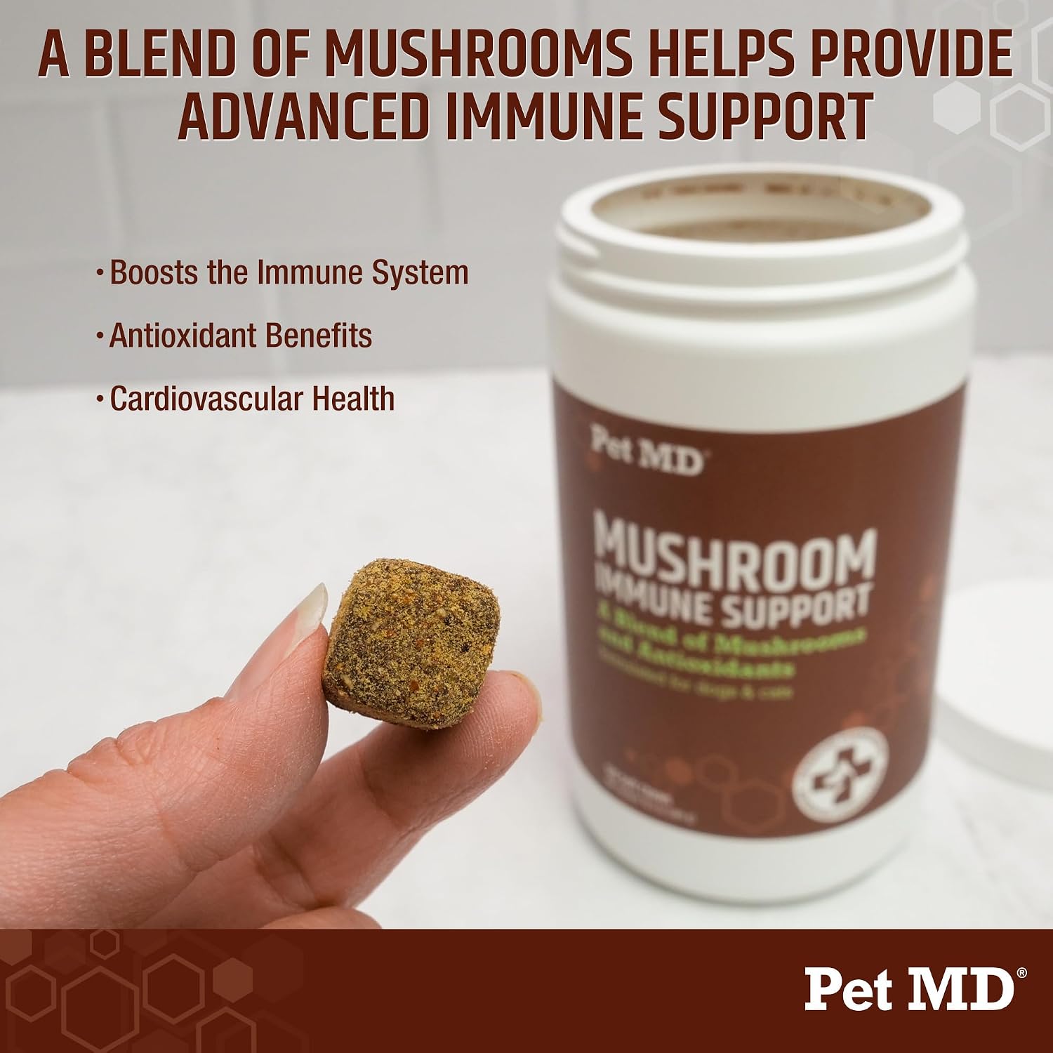 Pet MD Mushroom Immune Support para Perros y Gatos - 120 Comprimidos Masticables