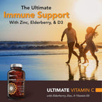 OmniBiotics Ultimate Vitamina C 2000 mg con Zinc, Saúco y D3 – 120 Comprimidos Veganos