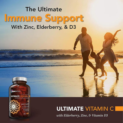 OmniBiotics Ultimate Vitamina C 2000 mg con Zinc, Saúco y D3 – 120 Comprimidos Veganos – Image 4